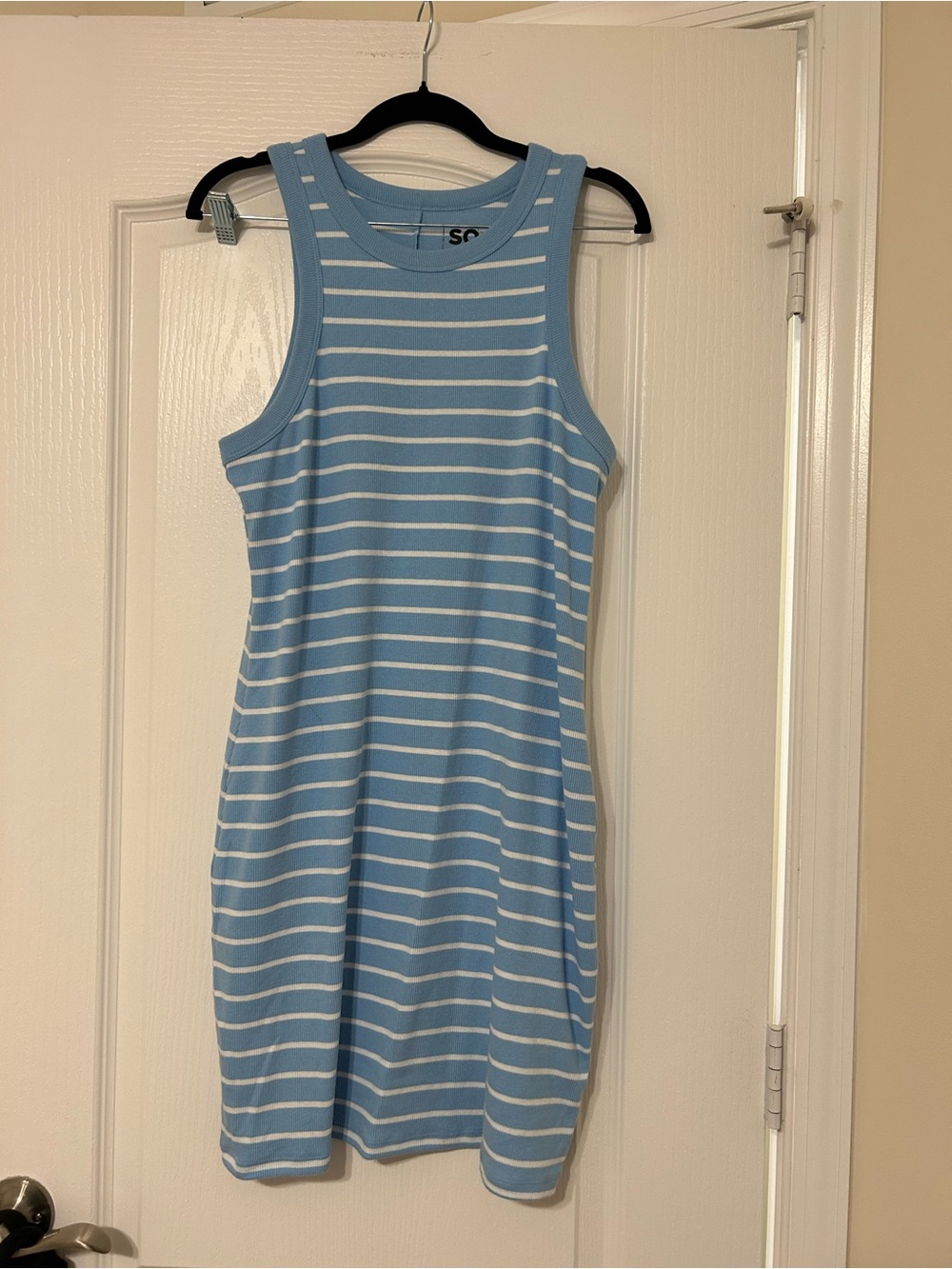 Blue and white stripe dress